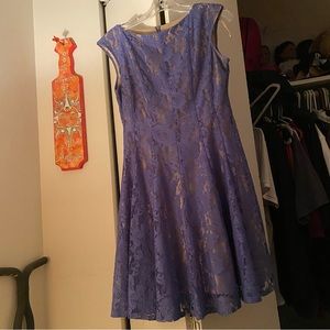 Lavender lace dress.